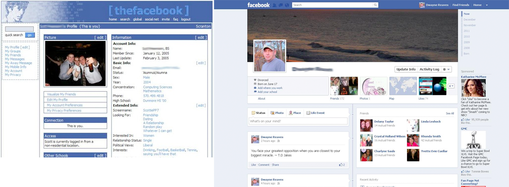 Abbildung: Facebook 2004 und 2010