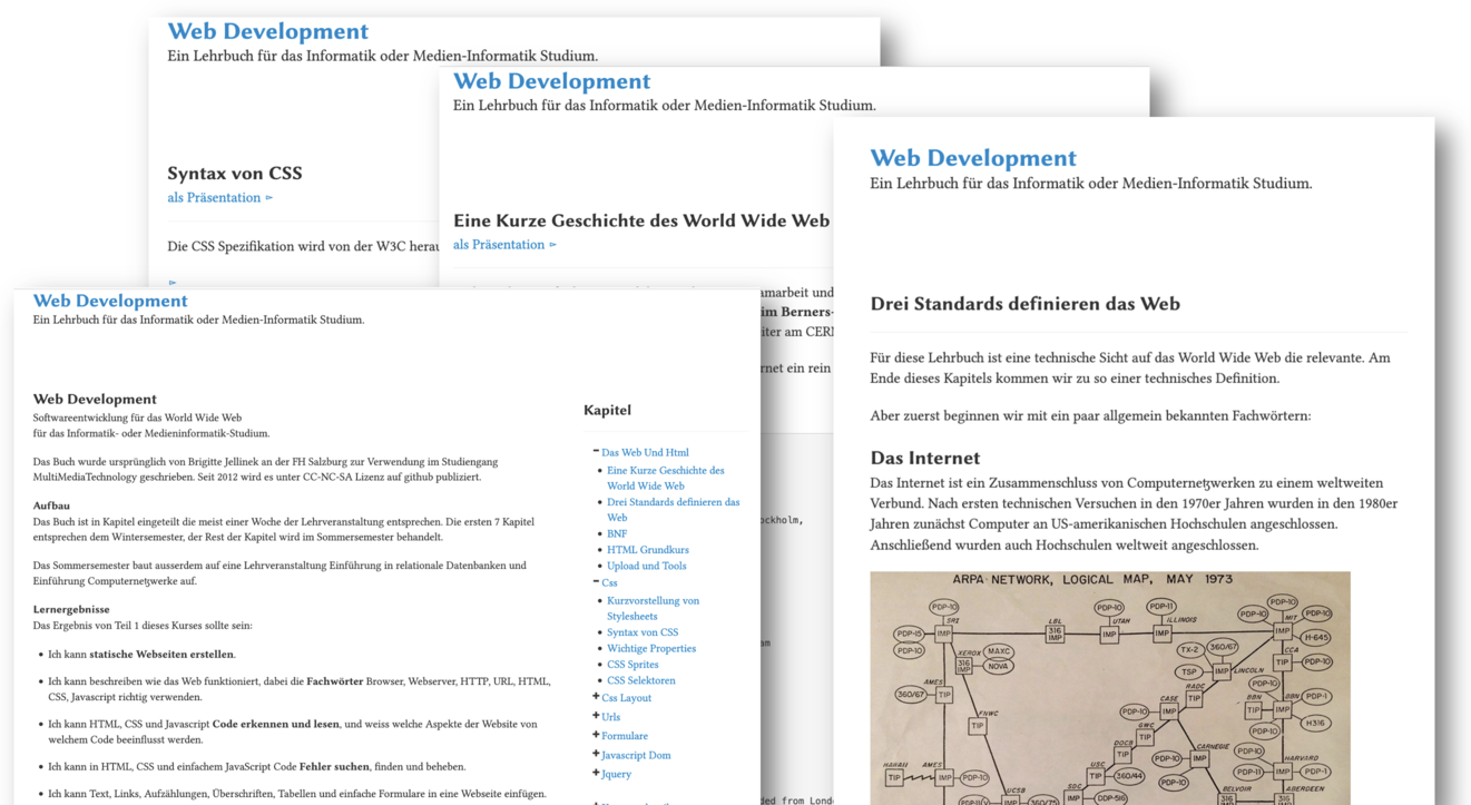 Vier Webseiten die zur selben website gehören