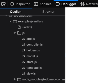 Debugger im Browser: Dateien