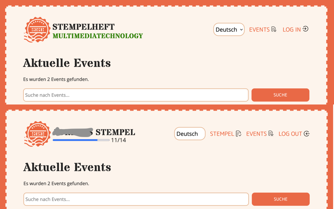 Abbildung 146: Anzeige des Usernamens und Login/Logout-Möglichkeit